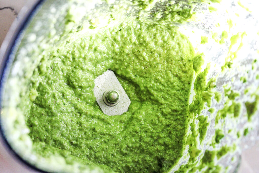 Pesto ready to go in. blender.